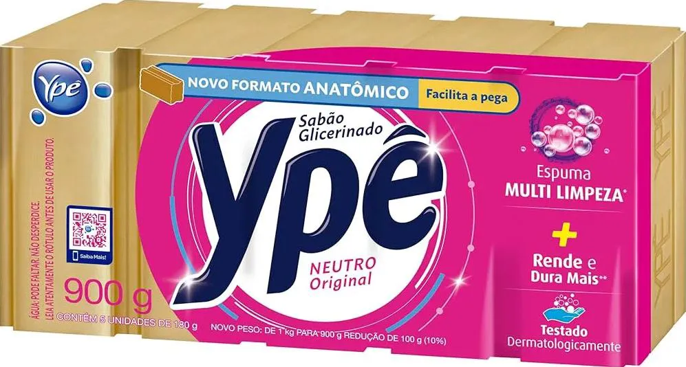 Sabão em pedra neutro c/5 unidade Ypê 900g
