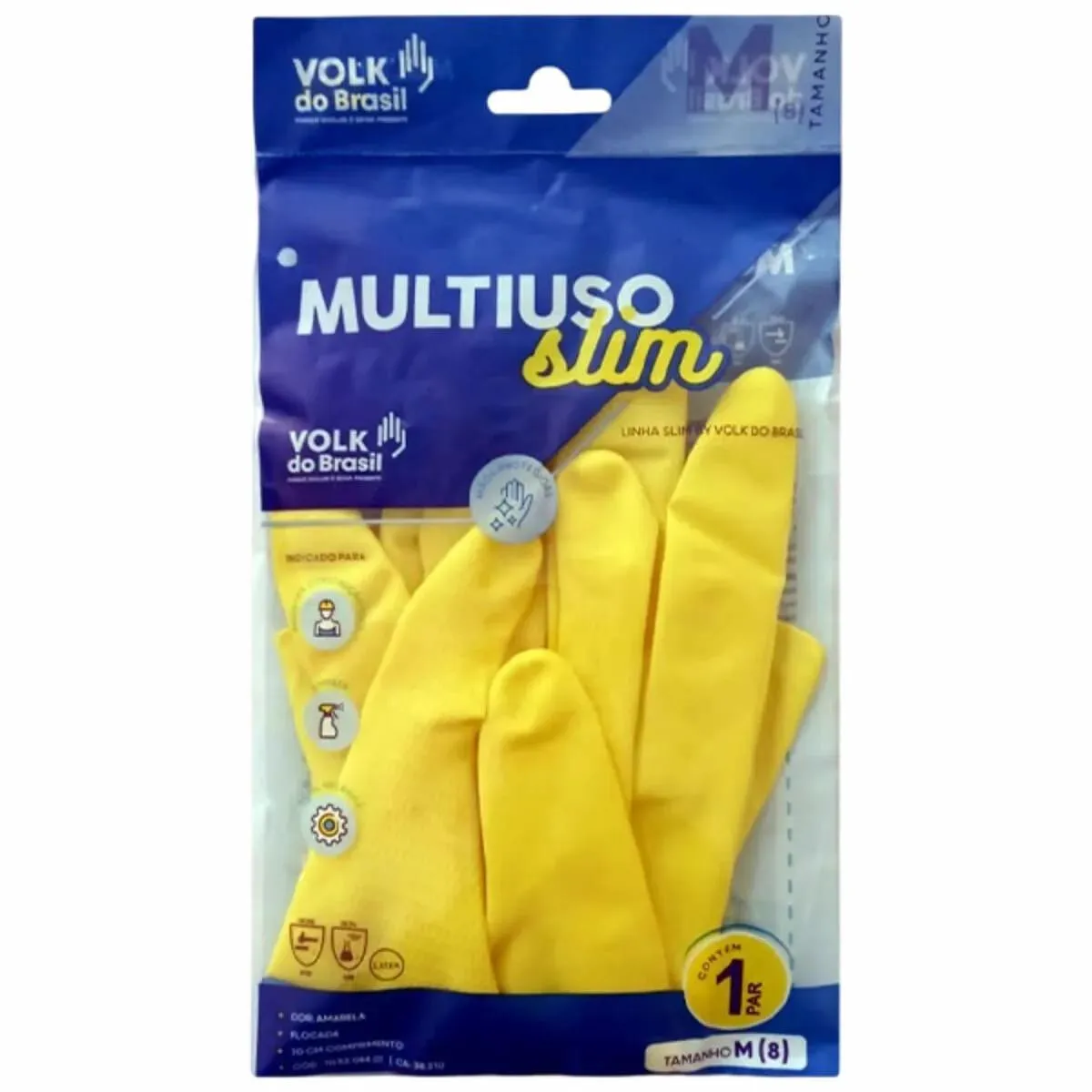 Luva látex amarela Multiuso slim 